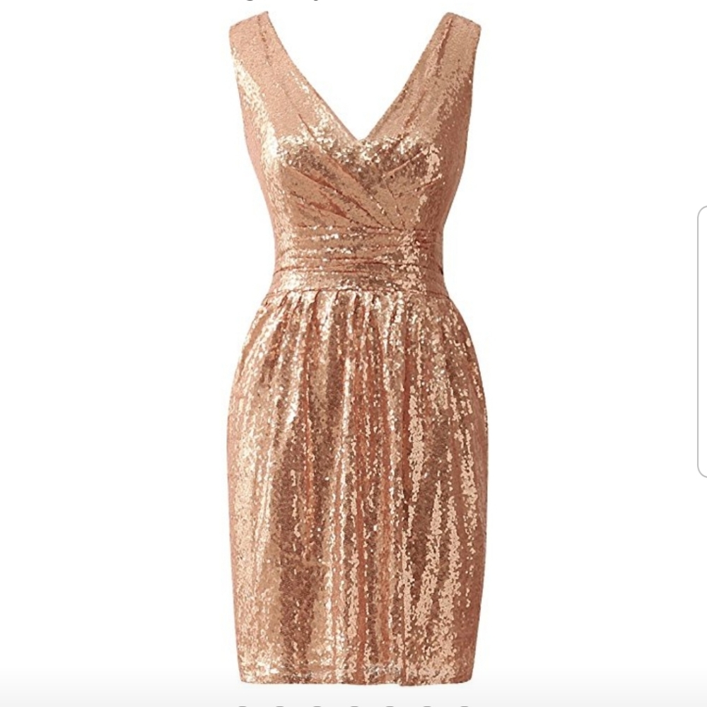 JAEDEN Rose Gold Sequin Dress